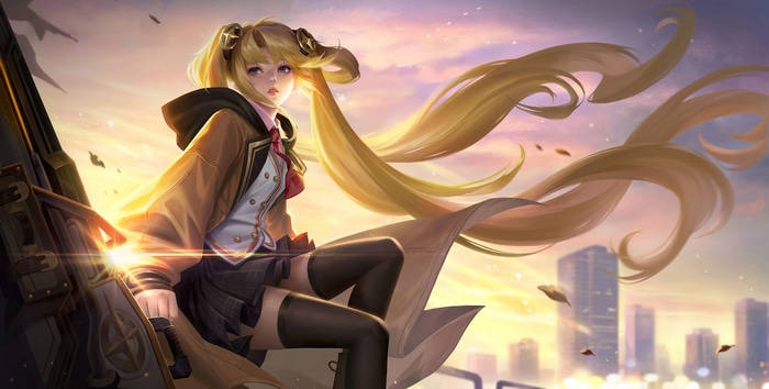 Honor of Kings: Girl with blonde pigtails and gun