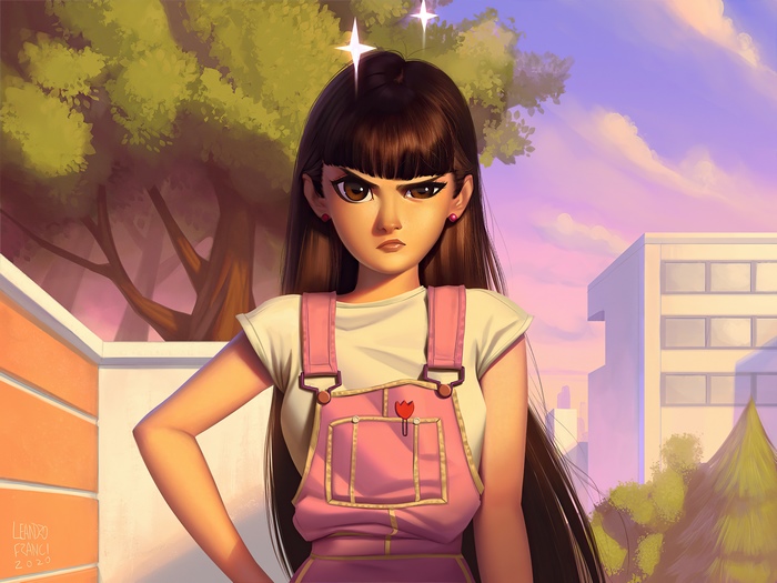Fantasy Woman with Brown Hair and Brown Eyes