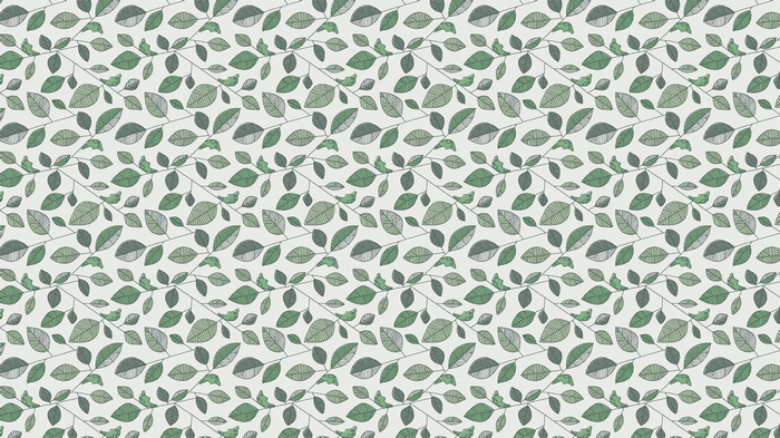 Pattern of green leaves on a light background