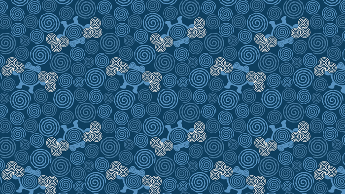 4K blue swirls pattern with Pokémon