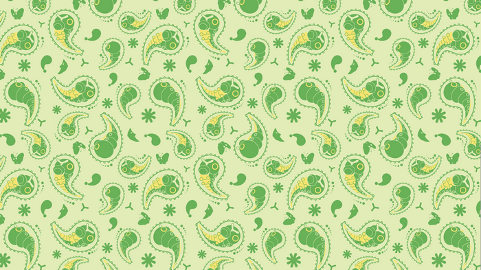 4K green paisley pattern with Pokémon elements