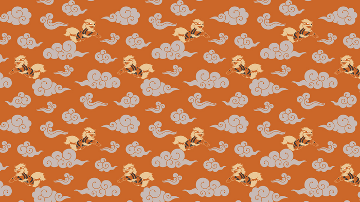 4K Pokémon Arcanine Pattern with Clouds