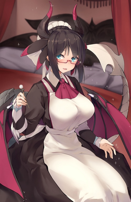House Dragonmaid Anime Girl with Horns and Wings