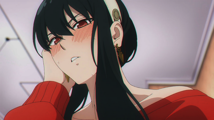 Yor Forger blushing in Spy x Family
