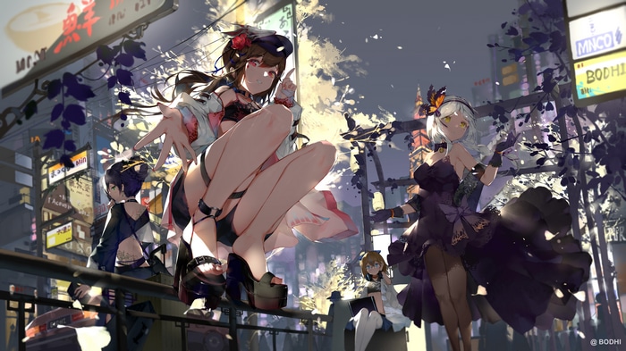 4K Anime Girls in City at Night