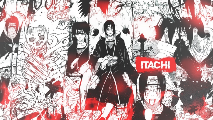 Uchiha Itachi Collage with Susanoo and Manga Panels