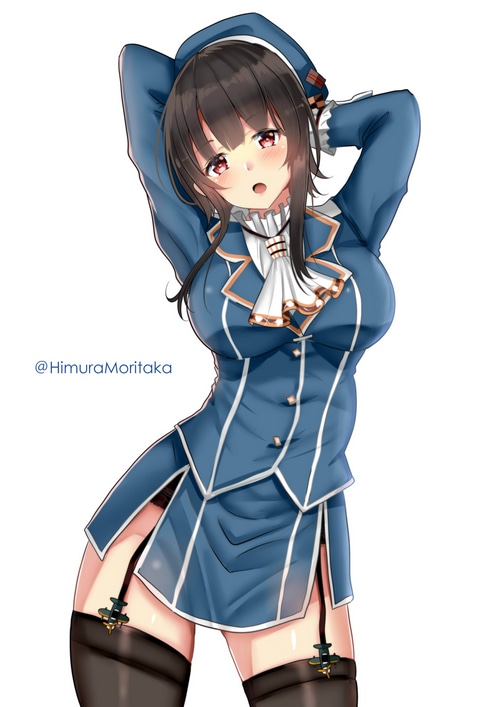 Kantai Collection fan art of Takao in a blue uniform
