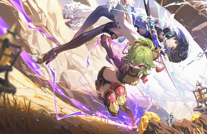 4K Genshin Impact: Kuki Shinobu and Yelan
