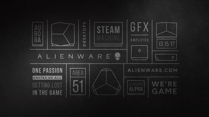 Alienware brand graphic with product names