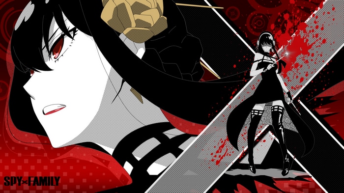 Yor Forger from Spy x Family with Blood Splatter