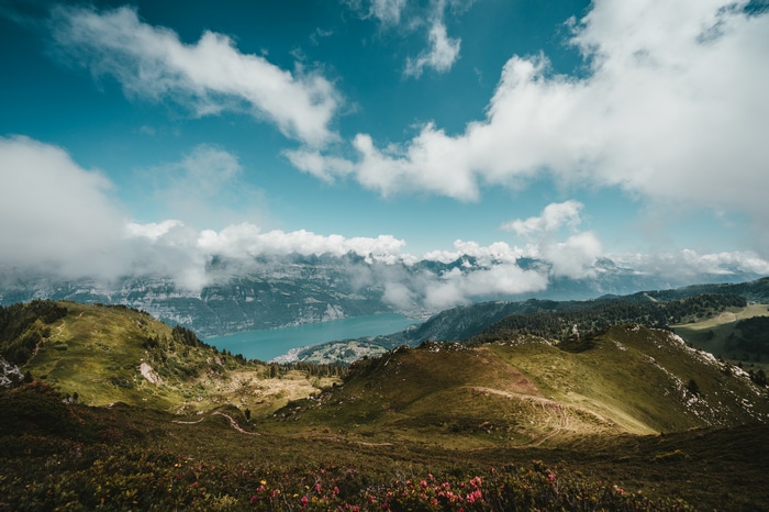 4K Mountain Landscape with Lake and Clouds