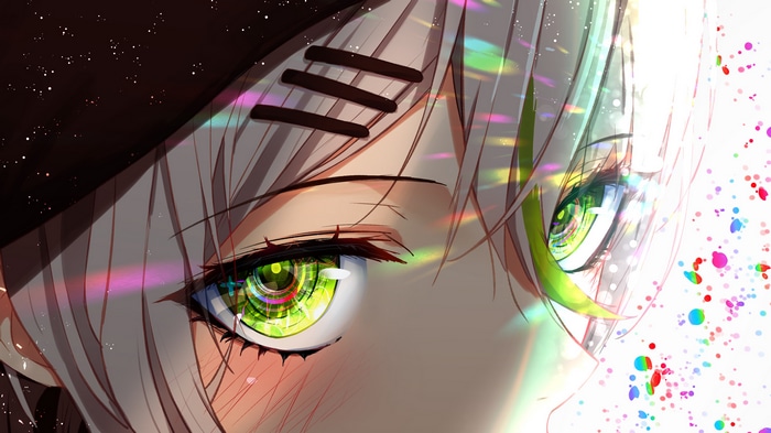 4K Anime Girl with Green Eyes