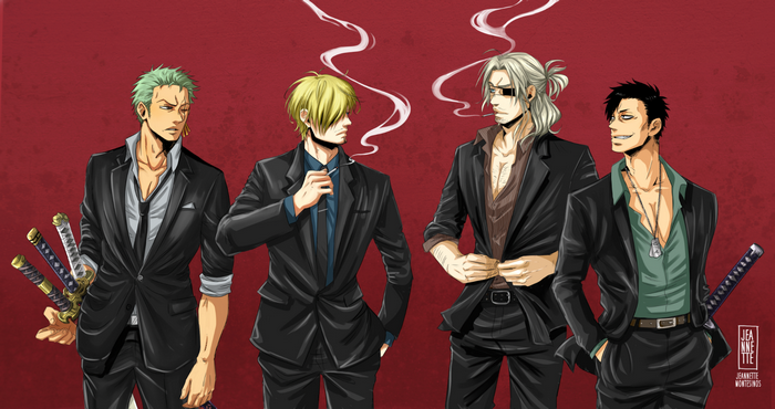 One Piece and Gangsta Crossover: Zoro, Sanji, Worick, and Nicolas