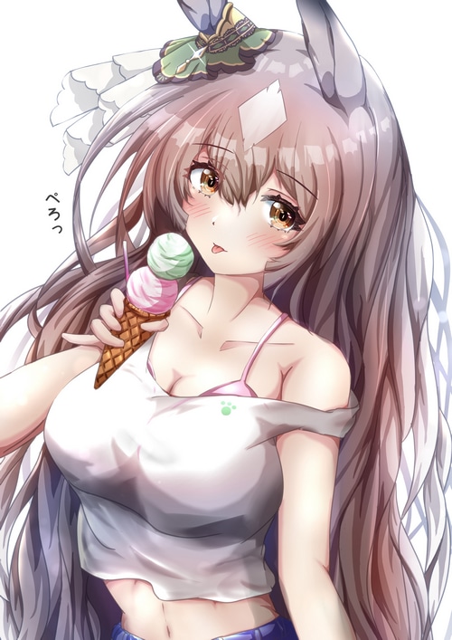 Satono Diamond eating ice cream, Uma Musume Pretty Derby fan art