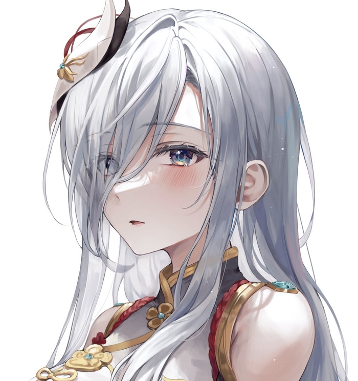Shenhe from Genshin Impact with light hair