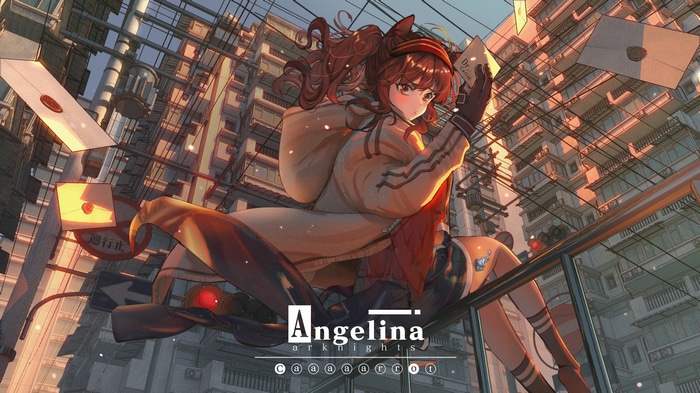 Angelina from Arknights holding letters