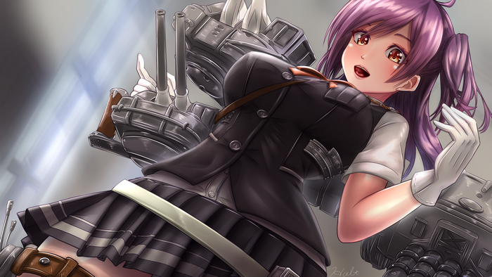 Hagikaze from Kantai Collection with purple hair