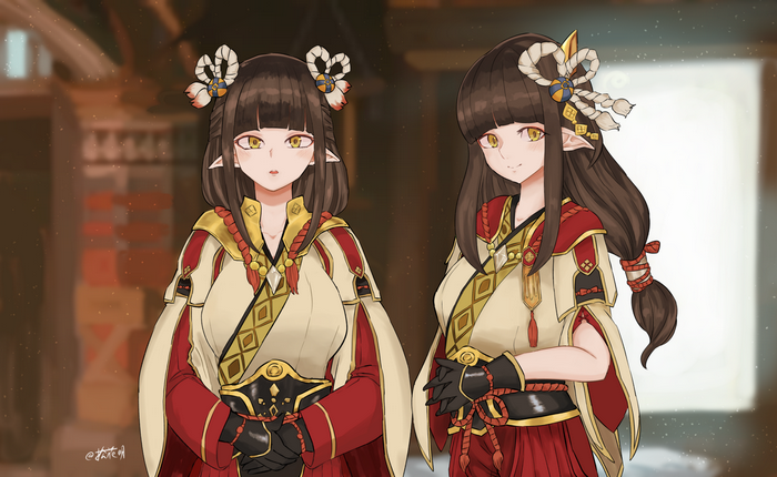 Monster Hunter Rise Hinoa and Minoto fan art
