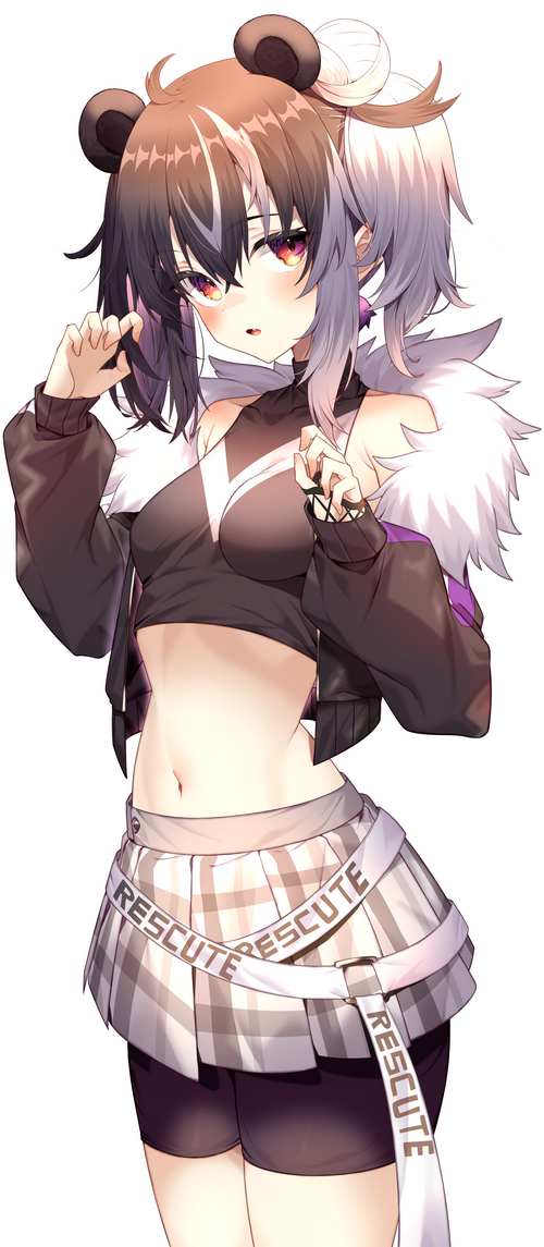 Anime girl with panda ears and multi-colored hair