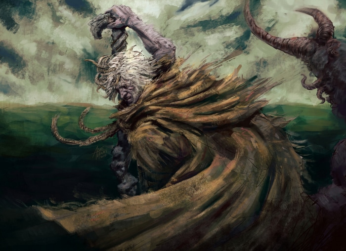Elden Ring artwork of a warrior with a cape