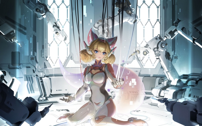 Honor of Kings character in a futuristic laboratory
