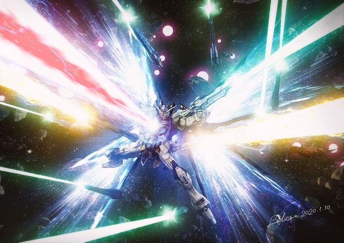 Strike Freedom Gundam in Space Battle