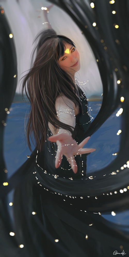 Artwork by Gmdk of a woman reaching out