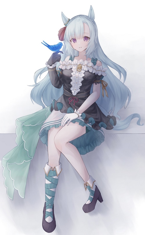 Mejiro Ardan from Uma Musume Pretty Derby with a blue bird