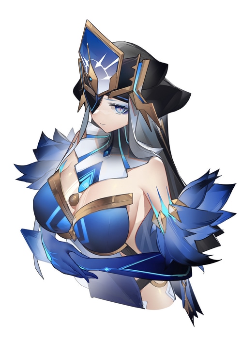 Genshin Impact Character with Blue and Gold Outfit