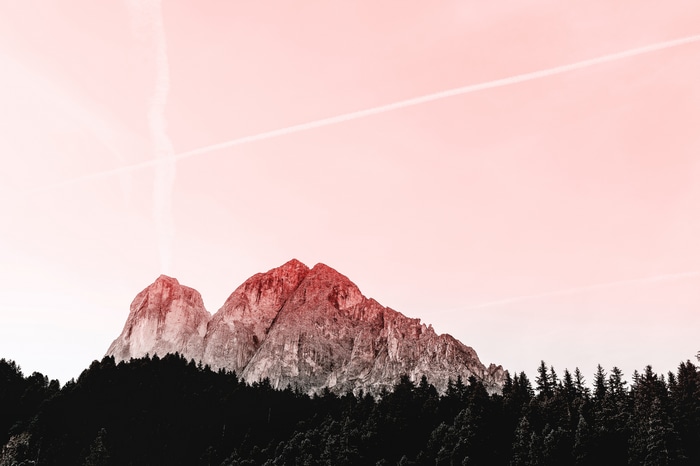 4K Dolomites Mountains with Trees and Sky