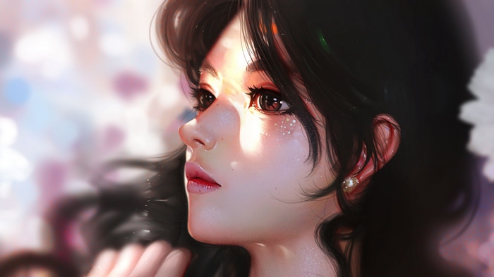 Artwork of an Asian woman with dark hair