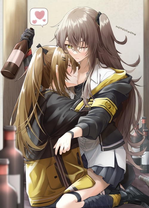 UMP45 and UMP9 from Girls Frontline embracing