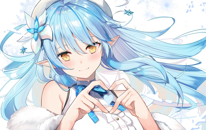 Yukihana Lamy making a heart shape with her hands