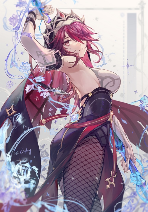 Rosaria from Genshin Impact with ice effects