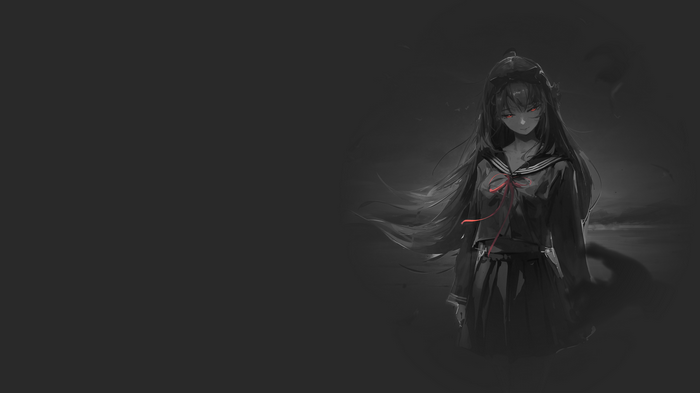 Anime girl with red eyes and red ribbon