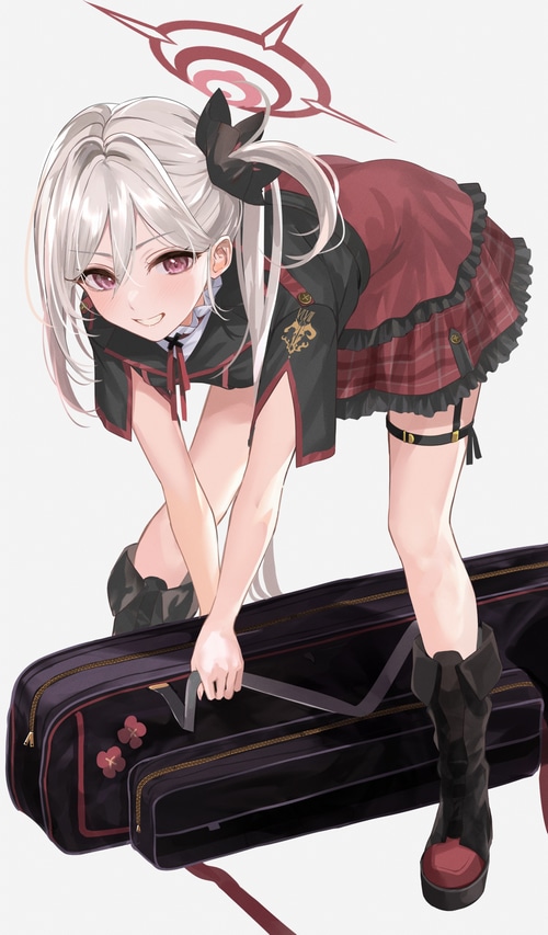 Asagi Mutsuki from Blue Archive with a violin case