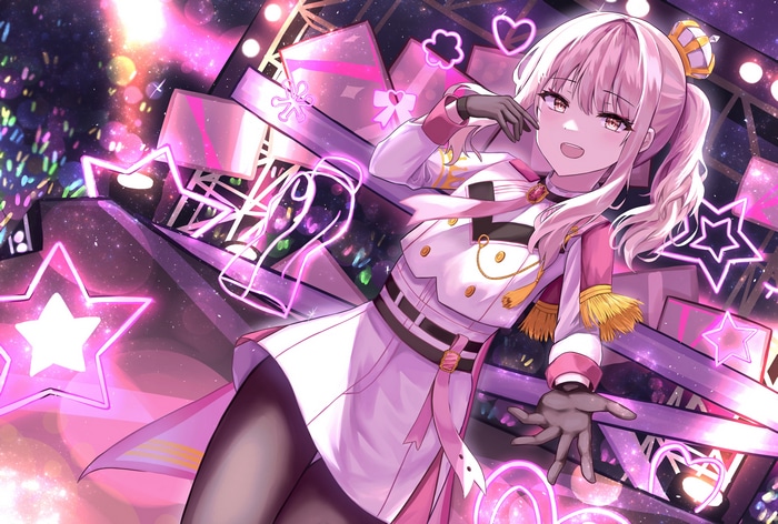 4K anime girl with pink hair on stage