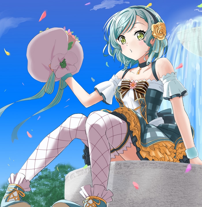 Hikawa Hina from BanG Dream! holding a bouquet