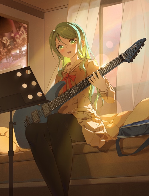 Hikawa Sayo playing guitar from BanG Dream! fan art