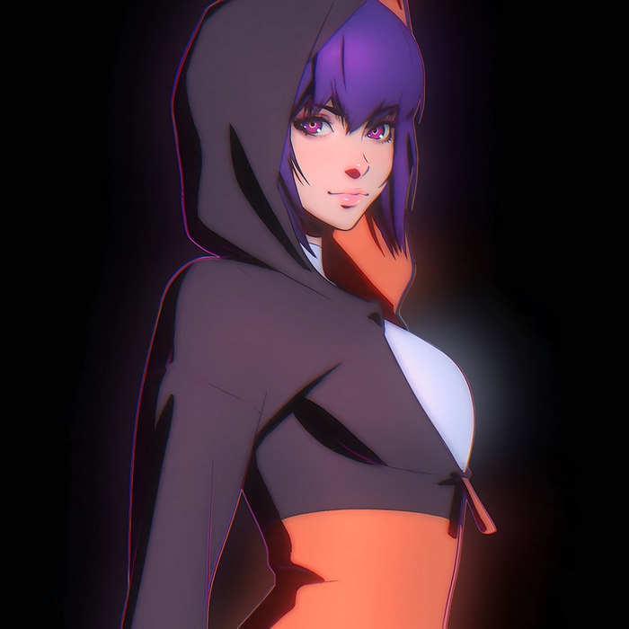 4K Kusanagi Motoko in a hoodie