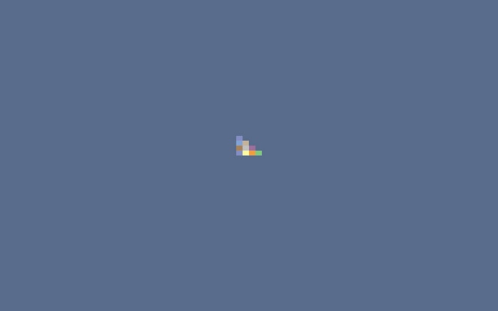 Abstract pixel art on blue background