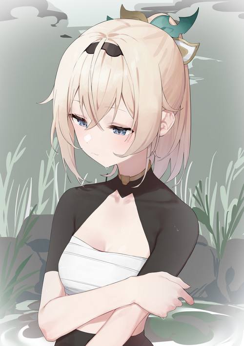 Anime girl with blonde hair and blue eyes