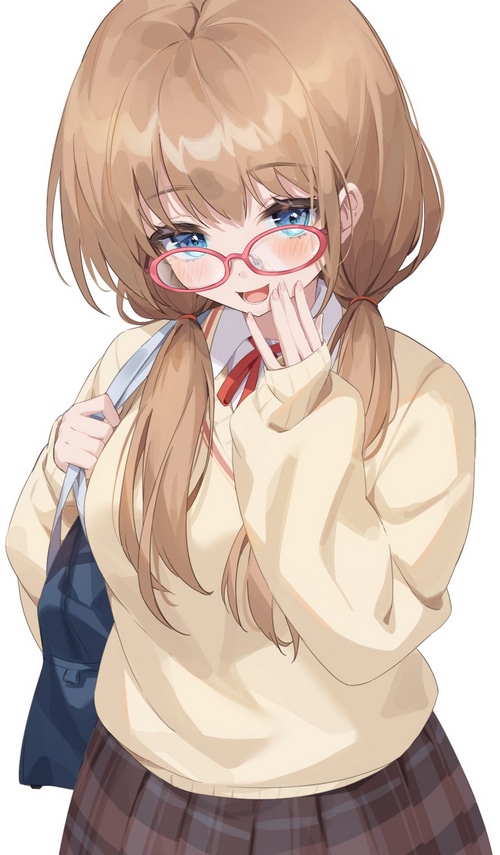 Anime girl with glasses and pigtails
