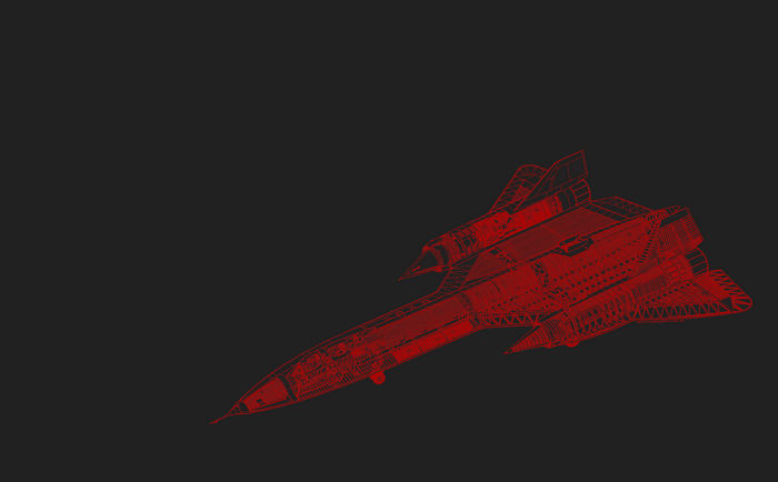 Red Lockheed SR-71 Blackbird drawing on gray background