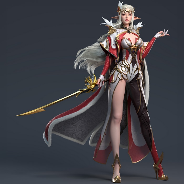 4K Elf Warrior Woman with Sword and Cape