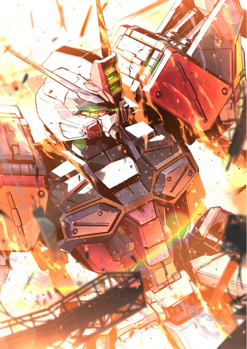 Gundam in flames, anime fan art