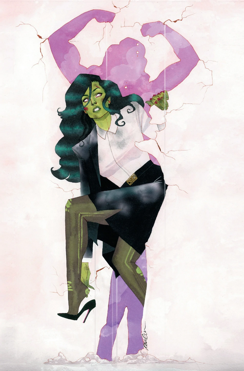 She-Hulk Breaking Through a Wall