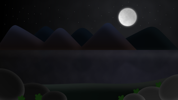 Night landscape with moon and mountains