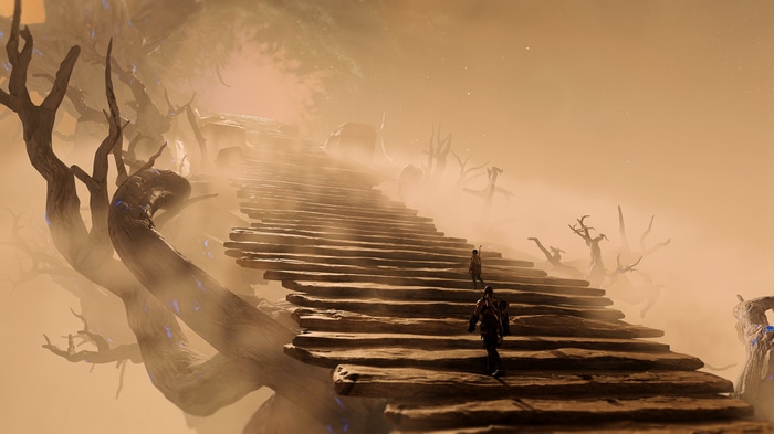 4K God of War Kratos and Atreus on stairs