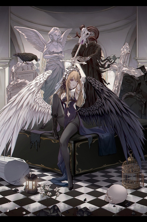Merry Hearm with Angel and Demon Wings